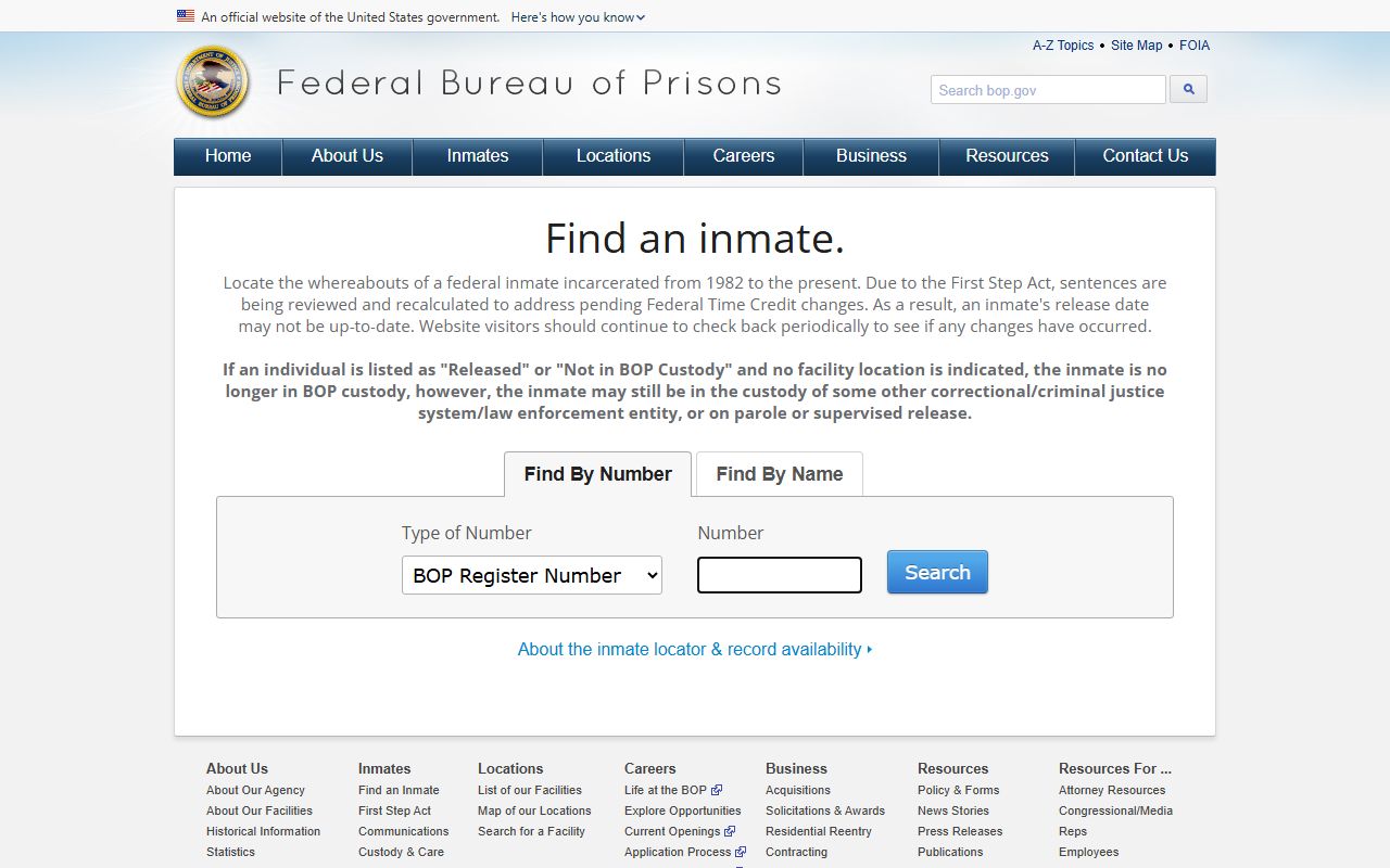 New Jersey inmate population BOP federal inmate locator