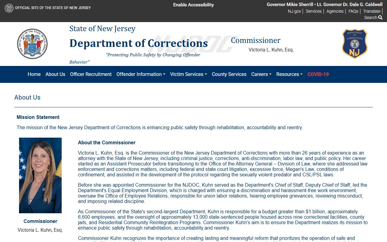 New Jersey inmate population NJDOC facilities and agency context